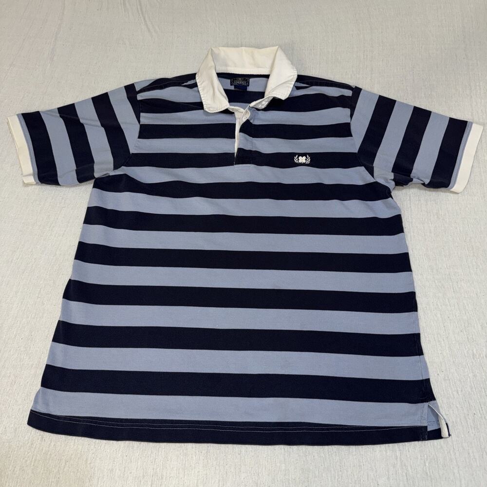 Vintage Lucky Brand Rugby Shirt Mens Large Contrast Collar Blue Made In USA